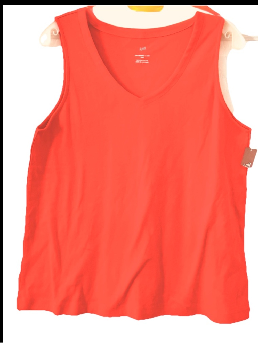 .Jill Campari Orange 100% Pima Cotton Rounded V-Neck Tank Top Women's L NEW